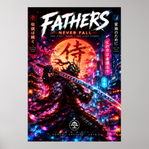 Neon-Samurai-Vater-Poster Poster