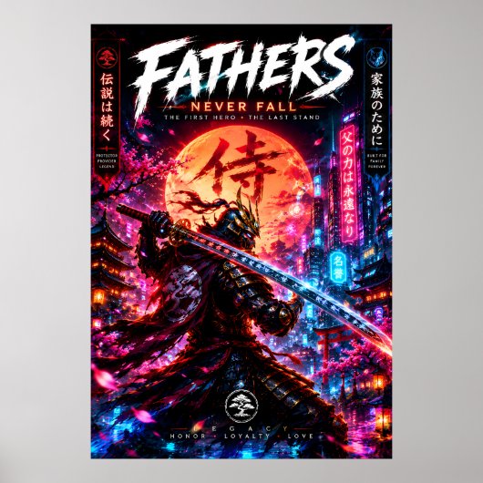 Neon-Samurai-Vater-Poster Poster (Vorne)