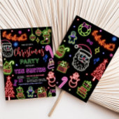 Neon Santa Christmas Party Einladung