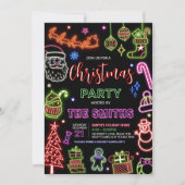 Neon Santa Christmas Party Einladung (Vorderseite)