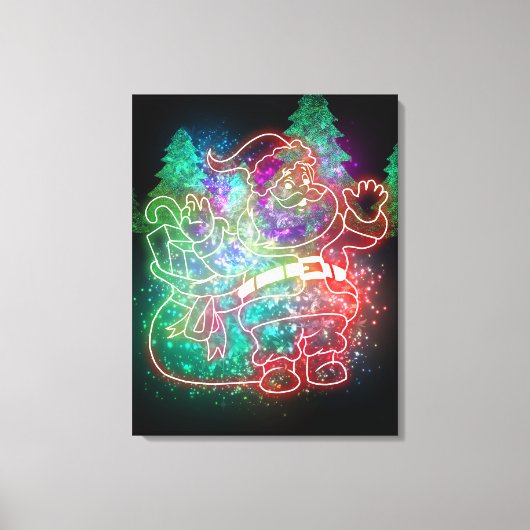 Neon Santa Claus Leinwanddruck (Vorderseite)