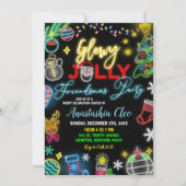 Neon Santa Glowy Jolly Friendsmas Holiday Party Einladung (Vorderseite)