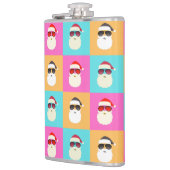 Neon Santa mit Sonnenbrille Cooles Farbmuster Flachmann (Links)
