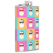 Neon Santa mit Sonnenbrille Cooles Farbmuster Flachmann (Rechts)