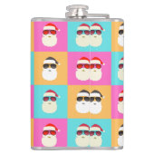 Neon Santa mit Sonnenbrille Cooles Farbmuster Flachmann (Rückseite)
