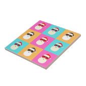 Neon Santa mit Sonnenbrille Cooles Farbmuster Fliese (Seite)