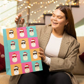 Neon Santa mit Sonnenbrille Cooles Farbmuster Mittlere Geschenktüte
