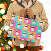 Neon Santa mit Sonnenbrille Cooles Farbmuster Mittlere Geschenktüte