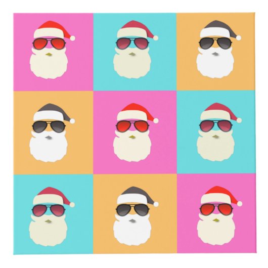 Neon Santa mit Sonnenbrille Cooles Farbmuster Würfel (Rechts)