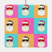 Neon Santa mit Sonnenbrille Cooles Muster Keramikornament (Rückseite)