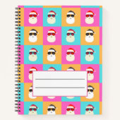 Neon Santa mit Sonnenbrille Cooles Muster Notizblock (Vorderseite)
