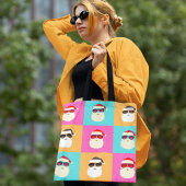 Neon Santa mit Sonnenbrille Cooles Muster Tasche