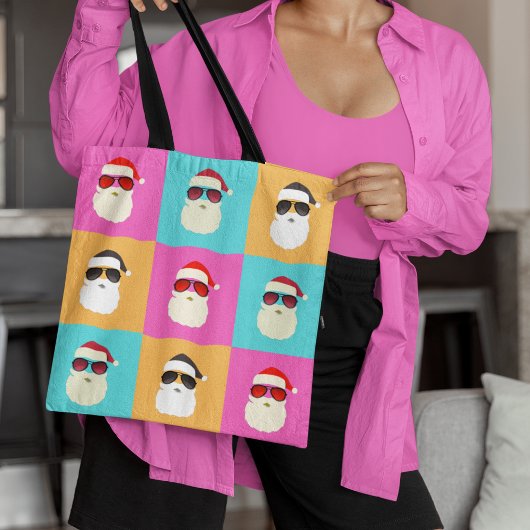 Neon Santa mit Sonnenbrille Cooles Muster Tasche