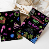 Neon Santa Modern Christmas Party Einladung