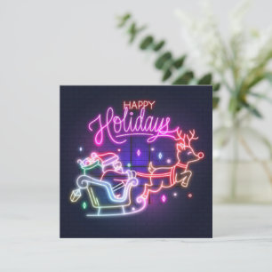 Neon Santa Reindeer Ferienkarte Feiertagskarte