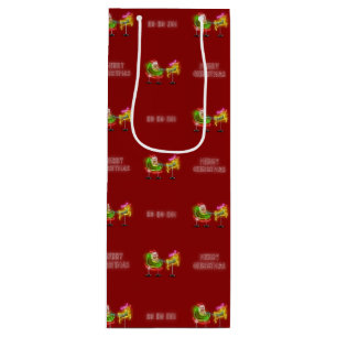 Neon Santa & Rudolph Ho Ho Ho Frohe Weihnachten Geschenktüte Für Weinflaschen