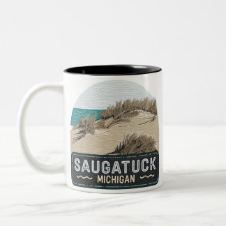 Neon Saugatuck Michigan Sand Dunes Zweifarbige Tasse