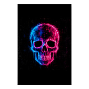 Neon-Schädel-Kunst Poster
