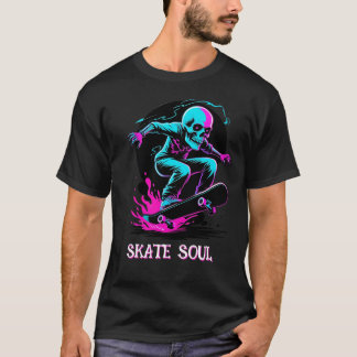 Neon-Schädel-Skateboard-T-Shirt T-Shirt