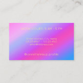 Neon schattierter Text auf violetter glänzender Visitenkarte (Rückseite)