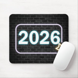 Neon-Schild auf Ziegel für 2026 Mousepad