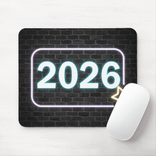 Neon-Schild auf Ziegel für 2026 Mousepad (Mit Mouse)