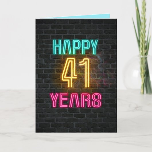 Neon-Schild für 41. Geburtstag Karte (Vorderseite)