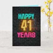 Neon-Schild für 41. Geburtstag Karte (Gelbe Blume)