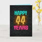 Neon-Schild für 44. Geburtstag Karte (Gelbe Blume)