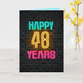 Neon-Schild für 48. Geburtstag Karte (Gelbe Blume)
