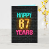 Neon-Schild für 67. Geburtstag Karte (Gelbe Blume)