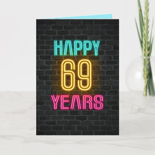 Neon-Schild für 69. Geburtstag Karte (Vorderseite)