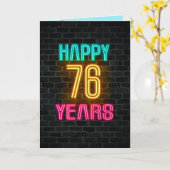 Neon-Schild für 76. Geburtstag Karte (Gelbe Blume)
