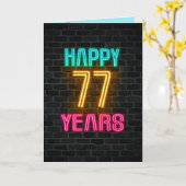 Neon-Schild für 77. Geburtstag Karte (Gelbe Blume)