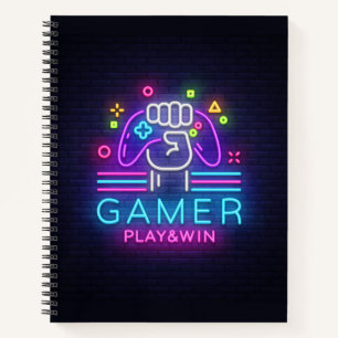 Neon-Schild-Gamer Notizblock