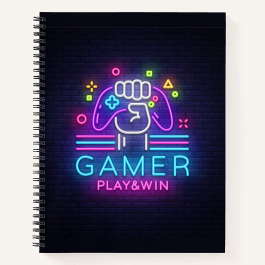 Neon-Schild-Gamer Notizblock (Vorderseite)