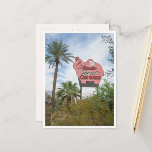 Neon-Schild Retro Rosa Elefant Palm Springs Postkarte