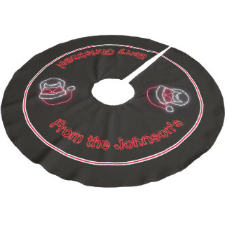 Neon-Schild-Stil Weihnachtsmann mit Sonnenbrille N Polyester Weihnachtsbaumdecke