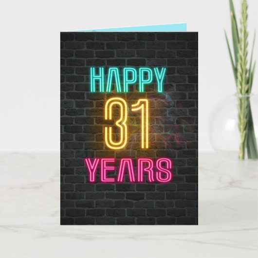 Neon-Schild zum 31. Geburtstag Karte (Vorderseite)