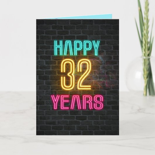 Neon-Schild zum 32. Geburtstag Karte (Vorderseite)
