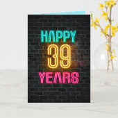 Neon-Schild zum 39. Geburtstag Karte (Gelbe Blume)