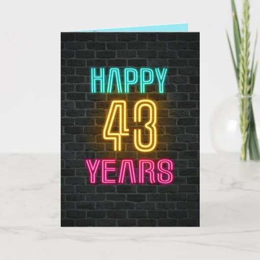 Neon-Schild zum 43. Geburtstag Karte (Vorderseite)
