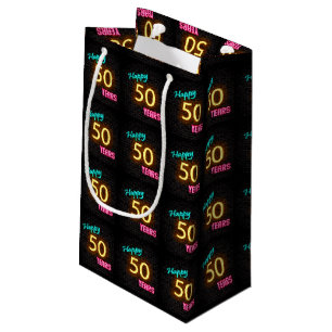 Neon-Schild zum 50. Geburtstag Kleine Geschenktüte