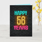 Neon-Schild zum 56. Geburtstag Karte (Gelbe Blume)