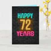 Neon-Schild zum 72. Geburtstag Karte (Gelbe Blume)