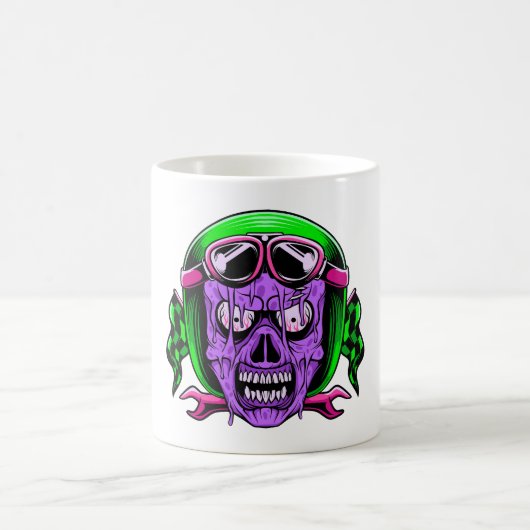 Neon-Schmelz-Zombie-Reiter-Schädel Kaffeetasse (Mittel)
