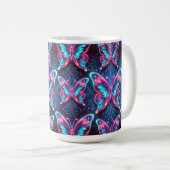 Neon-Schmetterlingsmuster Kaffeetasse (VorderseiteRechts)