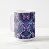 Neon-Schmetterlingsmuster Kaffeetasse (Vorderseite Links)
