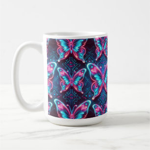 Neon-Schmetterlingsmuster Kaffeetasse