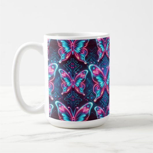 Neon-Schmetterlingsmuster Kaffeetasse (Links)